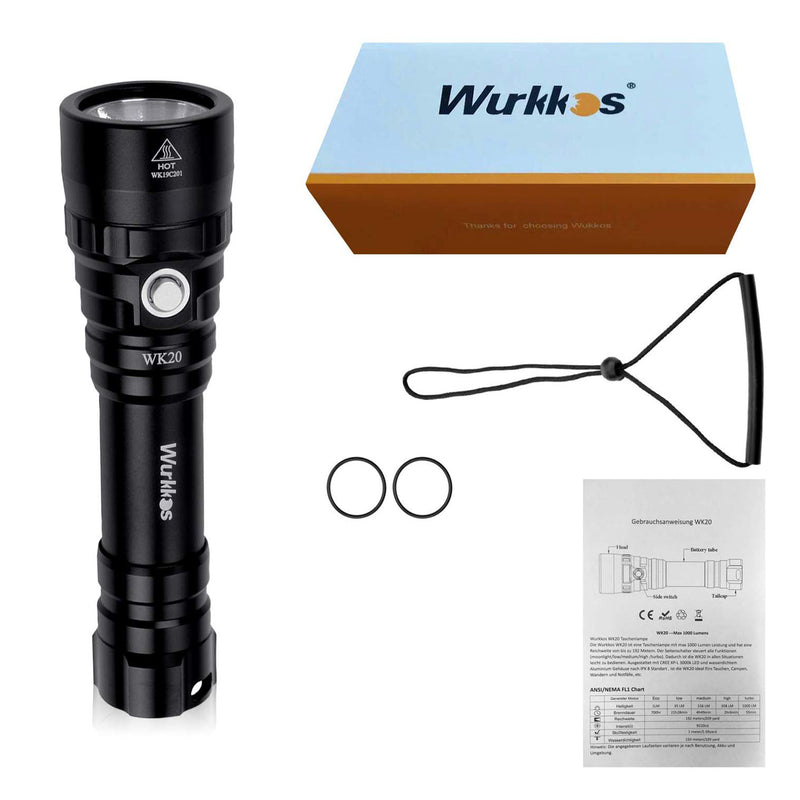 Wurkkos WK20 XPL 1000LM 3000K Underwater 150m Diving Light Super Waterproof Scuba Dive LED Flashlight Photography LED Fill Light