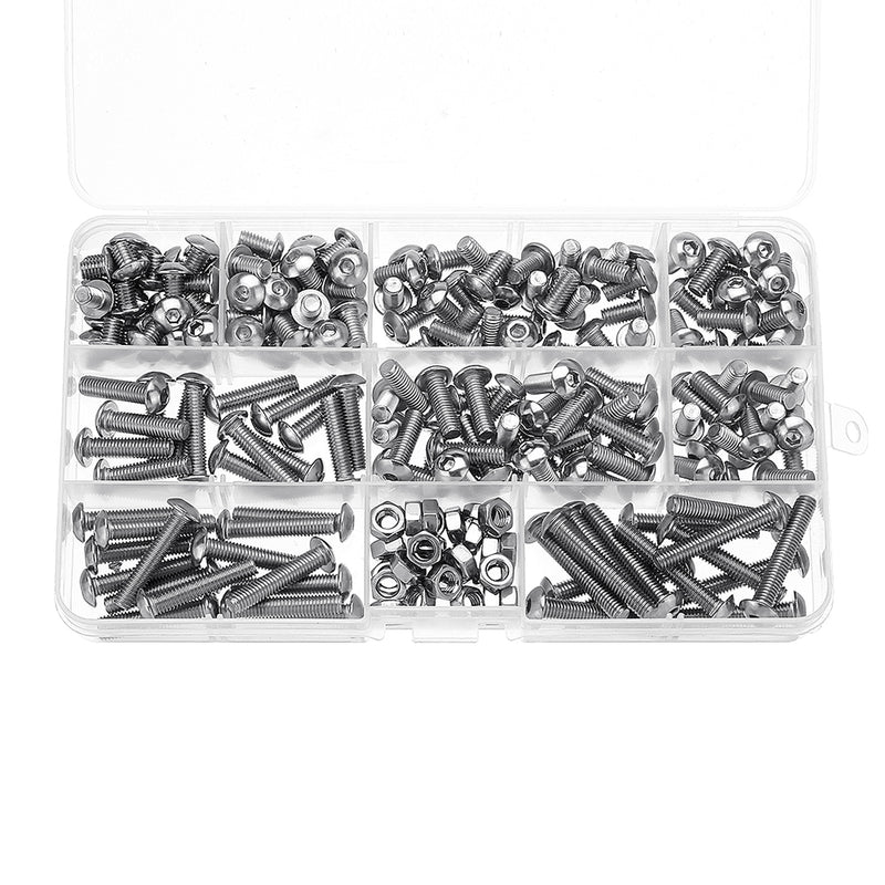 600Pcs M5 304 Stainless Steel Hex Socket Cap Head Screw Washer Nut Kit 6-30mm Optional Length