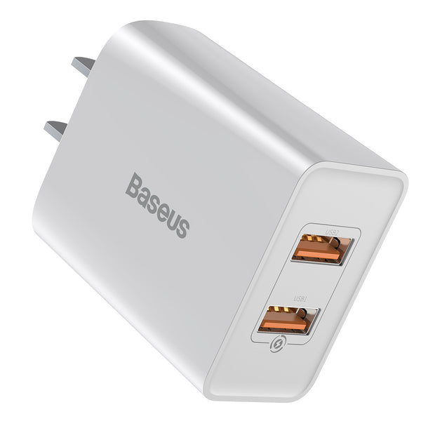 Baseus TC-012 3A 18W QC3.0 Smart Dual USB Quick Charge Wall Charger for Samsung S10+ Xiaomi Redmi Note8 HUAWEI Mate30 Pro