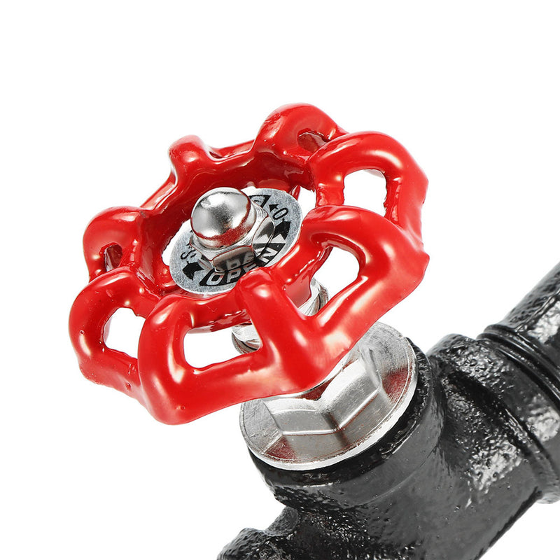 Urban Industrial Style Iron Water Pipe Effect Wooden Wall Shelf Coat Hooks Rack