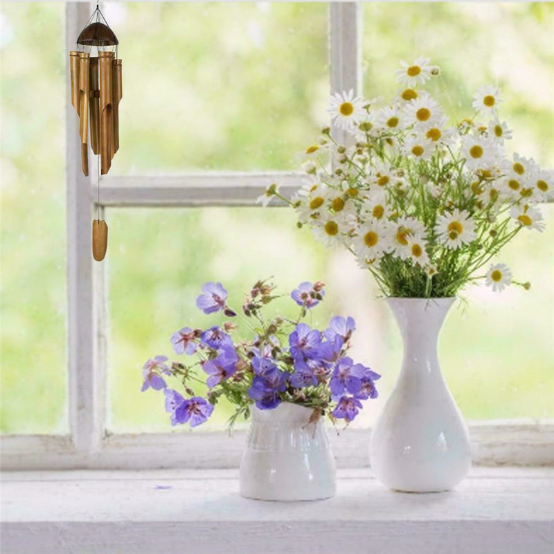 Coconut Wood Handmade Bamboo Wind Chimes Big Bell Tube Wind Chime Home Decor