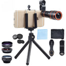 Apexel APL-HS12XDG3 6 in 1 Universal 12X Zoom Telescope Fisheye Wide Angle Macro with Tripod