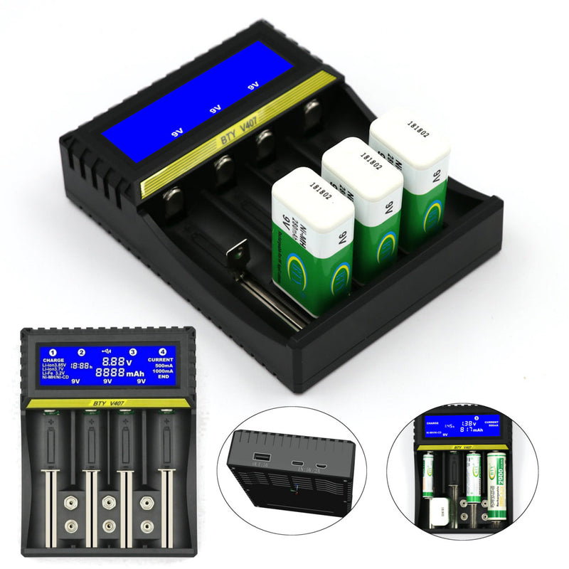 Universal Smart LCD Charger For 9V AA AAA Ni-MH Ni-CD 18650 Li-ion Battery Charger lot