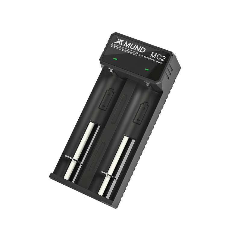 Xmund XD-MC2 3.7V-4.2V LED Power Indicator TC/CC/CV 3Modes USB Rechargeable 2Slots Lithium Battery Charger 18650/26650/21700 Battery Charger