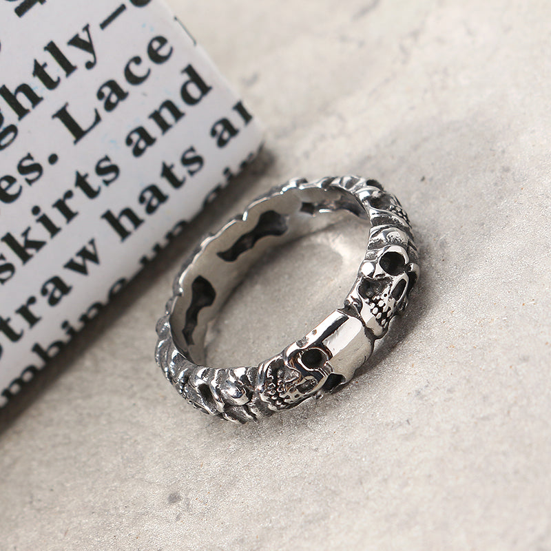 Trendy 316L Stainless Steel Finger Ring Skull Head Ring Wholesale for Men Halloween Jewelry