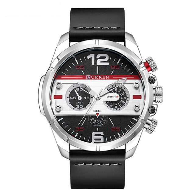 CURREN 8259 Casual Quartz Watches Rubber Band Military Analog Leather Quartz Wrist Watch