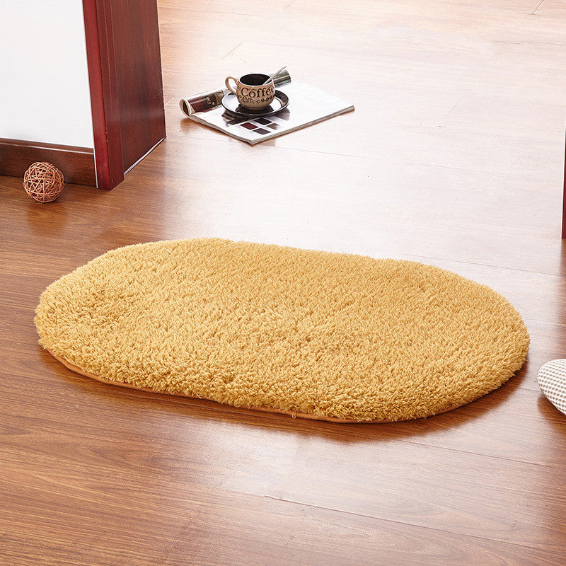 Mrosaa Soft Bath Mats Bedroom Bathroom Carpet Plush Mat Slip-Resistant Pad Oval Doormat Water Absorption Floor Mat