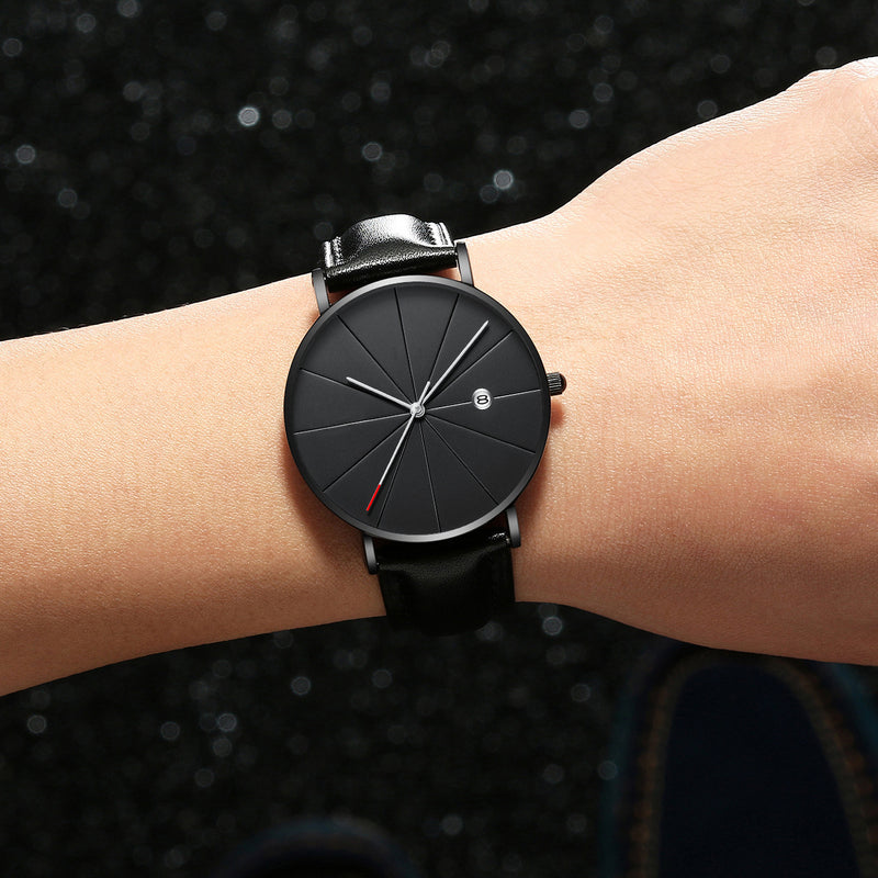 Deffrun Casual Style Business Men Wrist Watch Leather Strap Quartz Watch