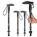 1 PC Carbon Fiber 49-100cm Collapsible Trekking Pole Dual Inner Lock T Handle Mountaineering Pole