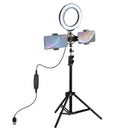 PULUZ PKT3036 6.2 Inch USB Controller Video Ring Light with 110CM Tripod Light Stand Dual Phone Clip for Tik Tok Youtube Live Streaming