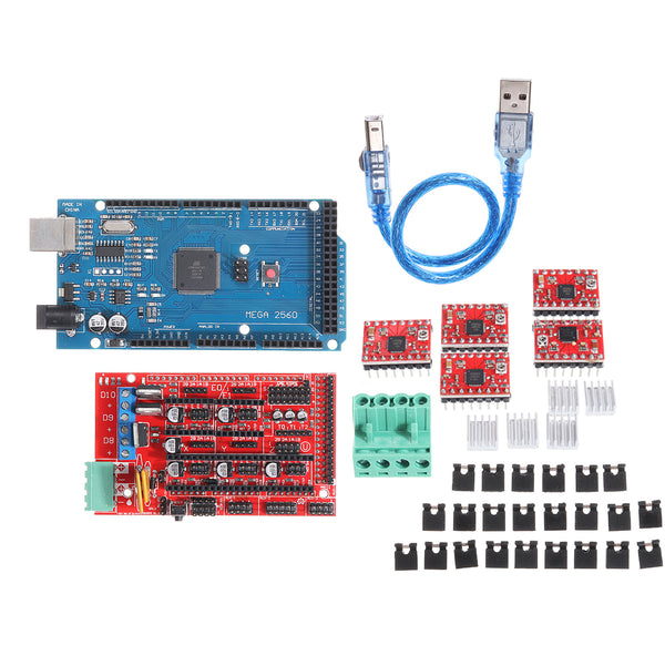 RAMPS 1.4 REPRAP Contoller Board+ Mega2560 + A4988 Drivers Heatsink Kit for 3D Printer