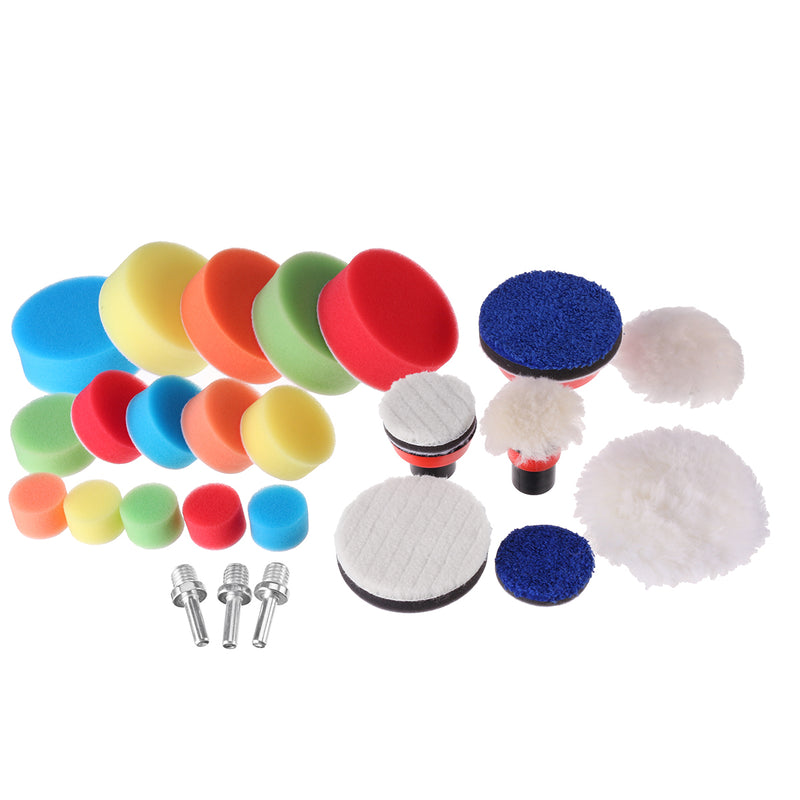 30pcs 1 2 3 Inch Buffer Compound Waxing Polishing Wheel Tool Sponge Pad