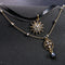 Sweet Multilayer Flower Leather Choker Necklace Water Drop Necklace Ethnic Jewelry for Women
