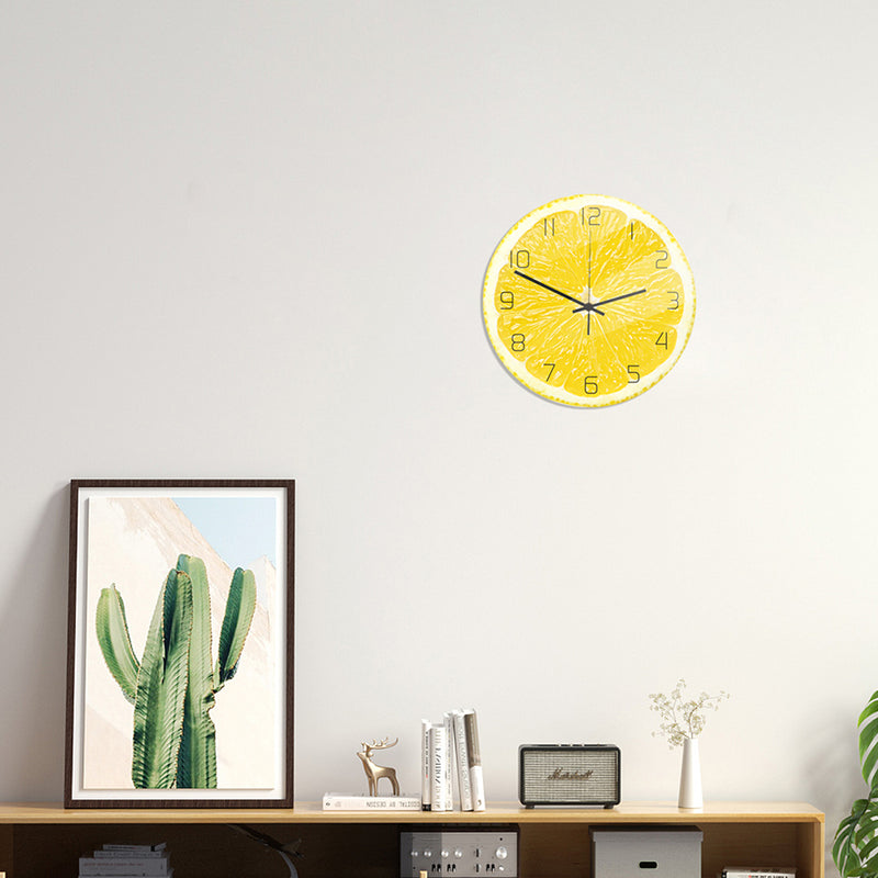 Loskii CC094 Creative Lemon Wall Clock Mute Wall Clock Quartz Wall Clock For Home Office Decorations