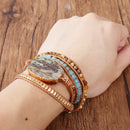 Bohemian Stone Crystal Bangle Healing Bead Pendant Chain Bracelet Jewelry Unisex