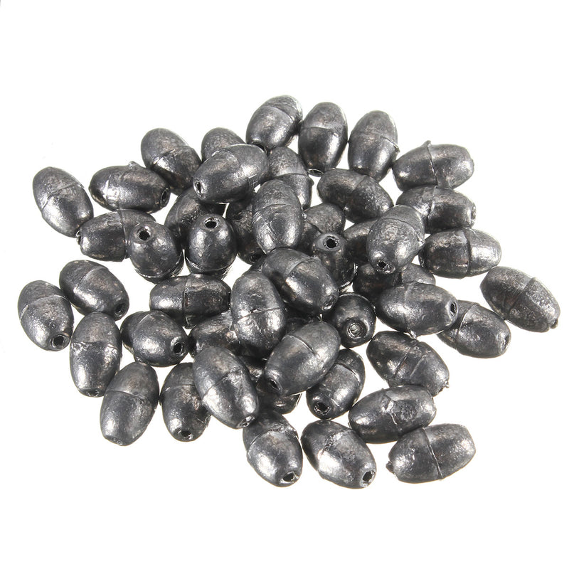 50pcs Metal Olive Shape Leads Sinkers Fishing Sinker Pure Lead Making Sea Fishing Sinker Tackle