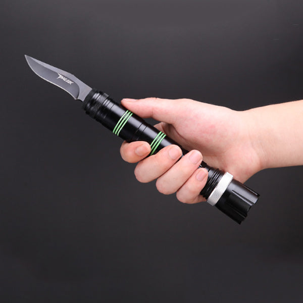 250lm Rechargeable 18650 Flashlight Detachable Blade Attack Head Camping Hunting EDC Survival Tools