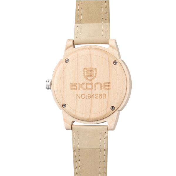 SKONE 3816 Fashion Men Wooden Watch Casual Leather Strap Sport Wrist Watch