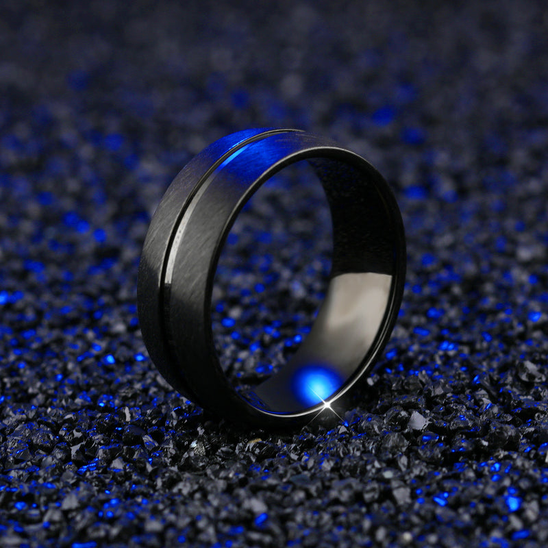 8mm Black Stainless Steel Men Ring Jewelry Clothing Accessories