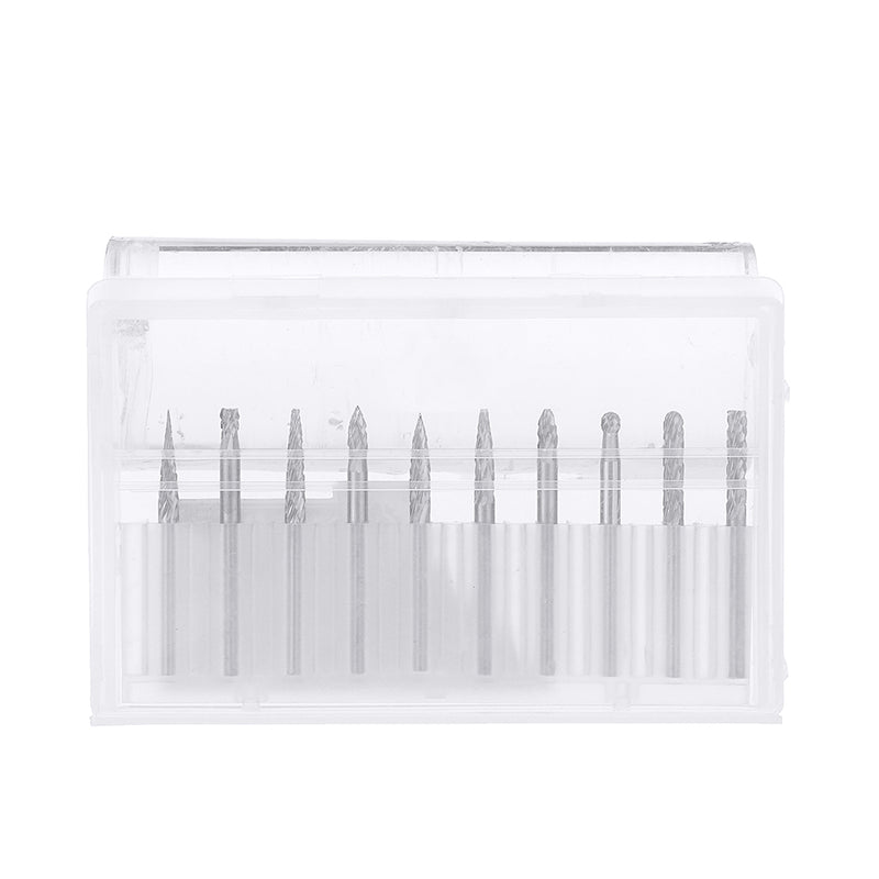 10pcs 3mm Double Lines Tungsten Carbide Burr Rotary File Drill Bits Milling Cutter Set