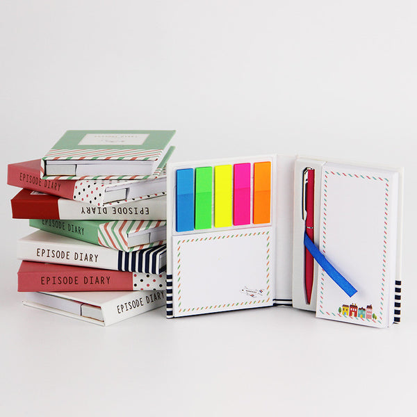 1 Pcs Creative Hardcover Notebook Sticky Notes Combination Post-it Note Pad with Ballpoint Pen