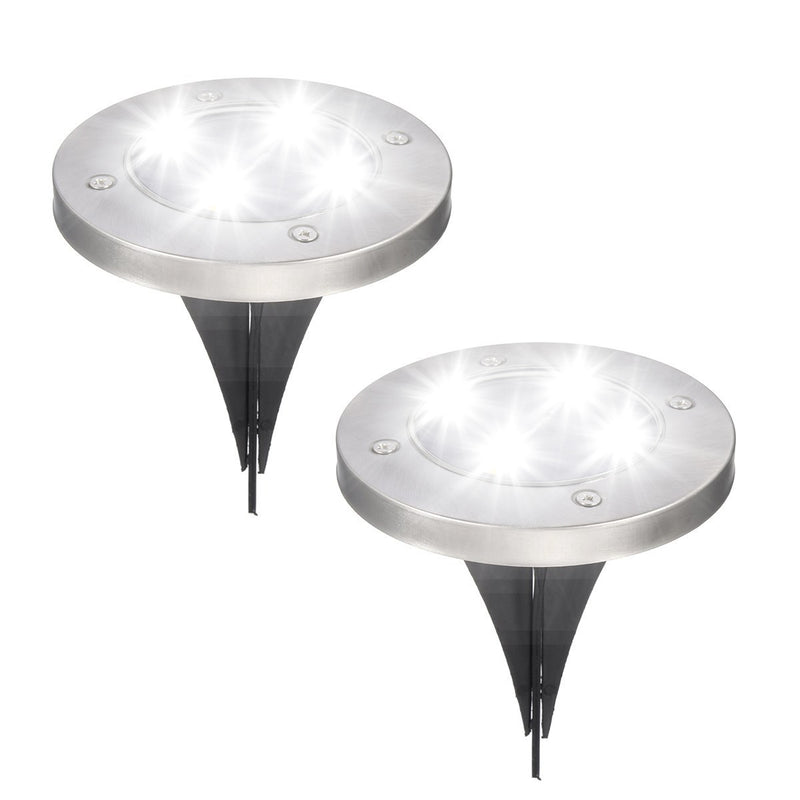 2Pcs 4 LED Solar Powered Buried Light Under Ground Lamp Outdoor Pathway Garden