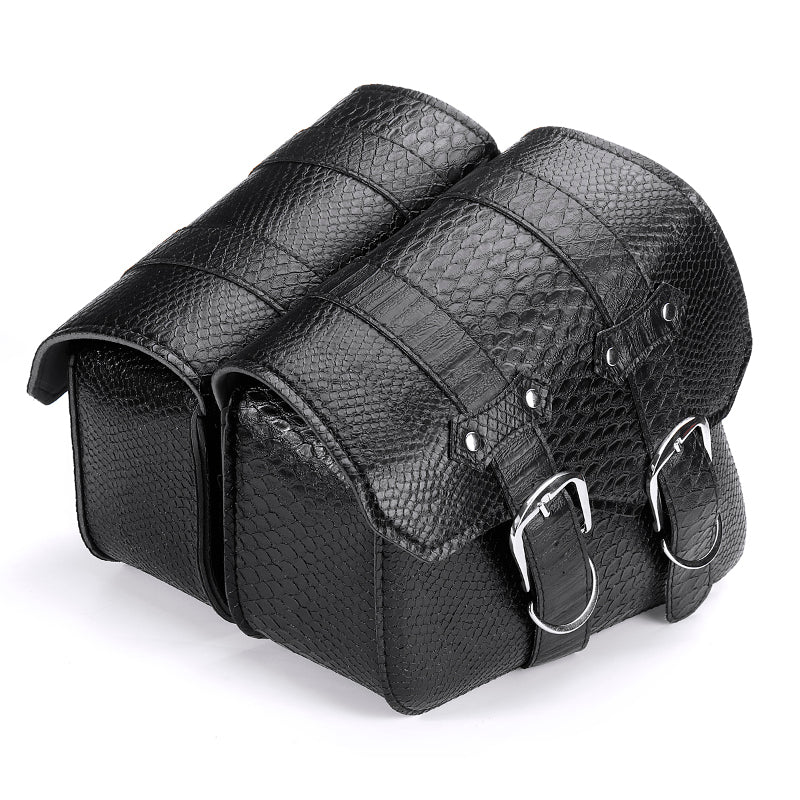 Left/Right PU Leather Motorcycle Saddlebags Luggage Saddle Pannier Bag Black Universal