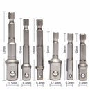 6pcs 1/4 Inch Hex Shank Magnetic Nut Driver Set Square Drive Socket Adaptor