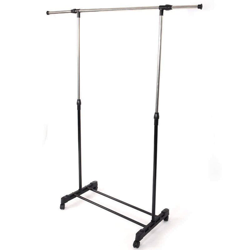 Adjustable Portable Clothes Garment Rack Hanging Rail Rolling Wheel Heavy Duty Cloth Hanger
