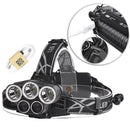 XANES 2309-B Bicycle Headlight 5 Switch Modes T6+2XPE Blue Light Outdoor Sports HeadLamp