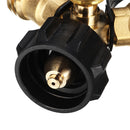 Outdoor Camping Stove Converter Brass Y-Splitter Tee Adapter Connector With Propane Tank Gauge