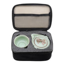 Handmade Chinese Travel Tea Pot Ru Kiln Kung Fu Tea Set Ceramic Teacup Carry Bag