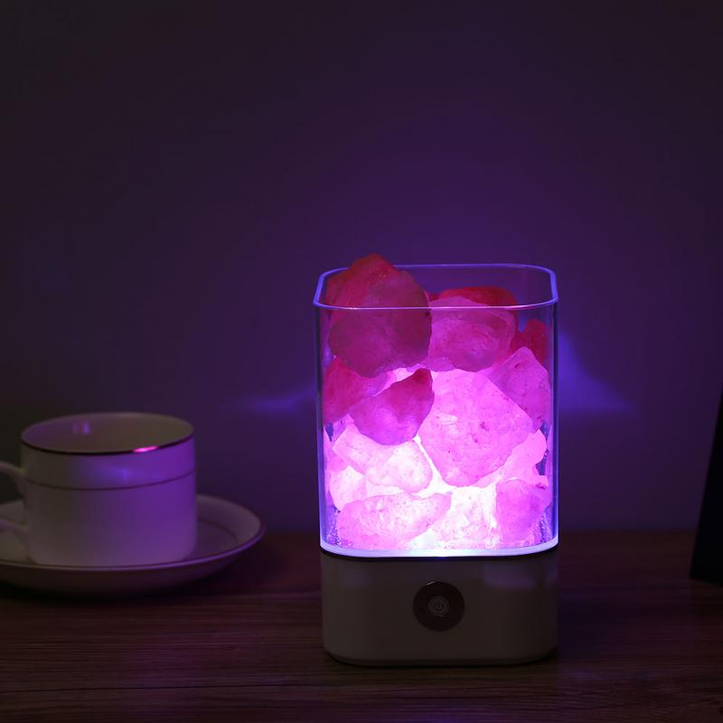 USB Power Supply Natural Himalayan Salt Lamp Unique Crystal Salts Night Light Home Bedroom Lighting