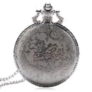 Deffrun Vintage Style Silver Case Unisex Watch 3D Design Cover Pocket Watches