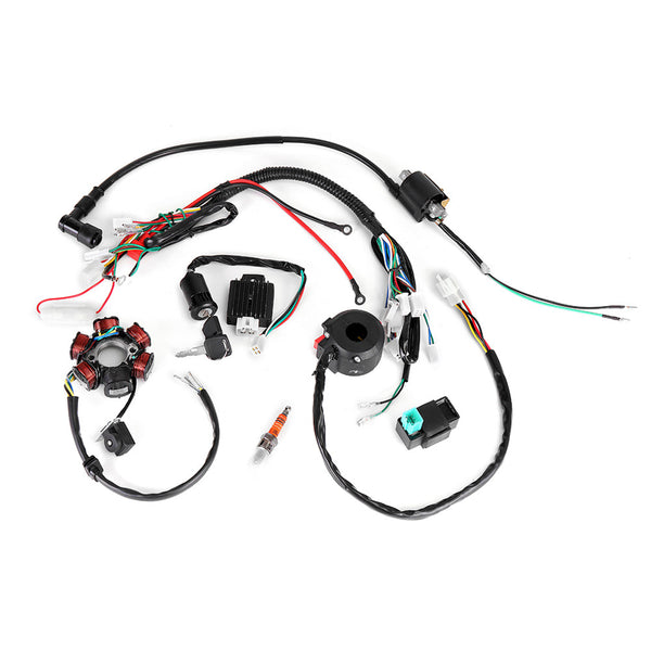 50CC-125CC Mini ATV Complete Wiring Harness CDI STATOR 6 Coil Pole Ignition Electric