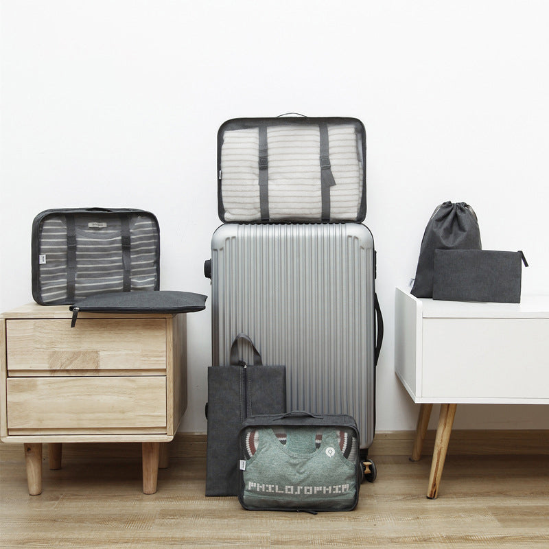 7 PCS Cationic Oxford Travel Storage Bag Clothes Storage Bag Shoes Bra Washing Bag Makeup Storage Bag