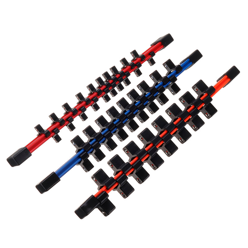 3Pcs Double-Sided Socket Holder Plastic Sleeve Frame 1/2-3/8-1/4 Million With Socket Frame Strong Rack