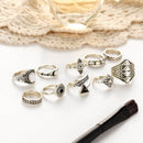 10 Pcs Women Vintage Gift Ring Set Rhinestones Gem Knuckle Rings Jewelry
