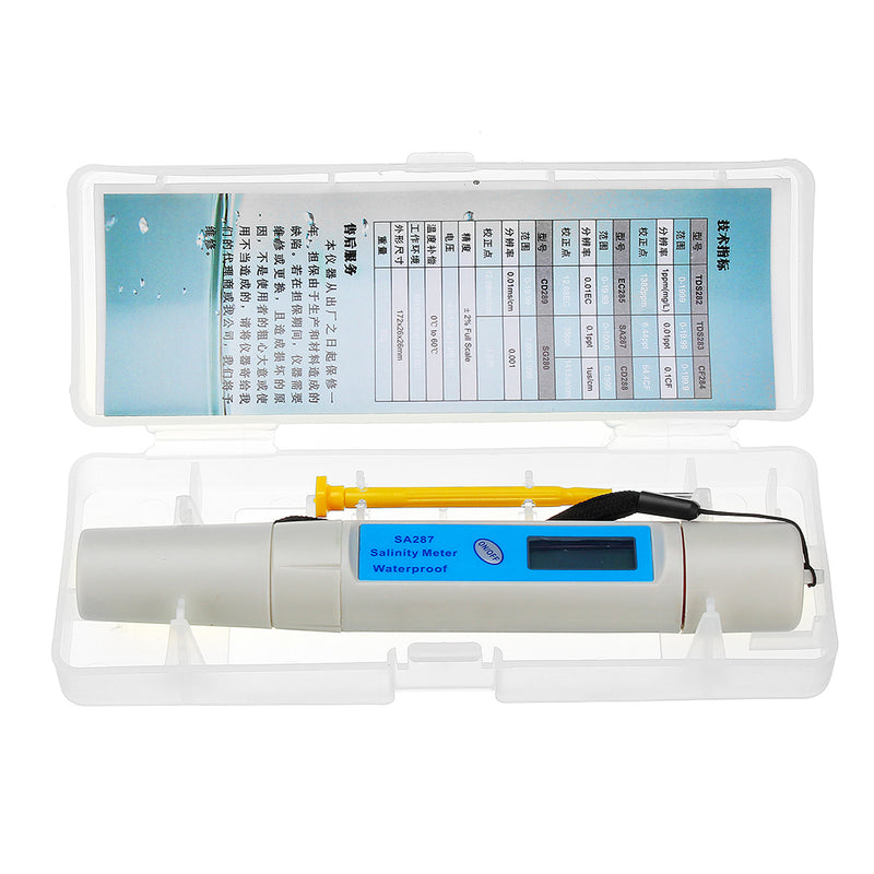 Wattson WS-SA287 0.1ppt Resolution Salinity Meter Waterproof PH Meter Pen for Aquaculture