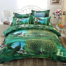 4PCS 3D Peafowls Dream Bed Bedding Sets Pillow Cover Sheet Bedroom Decor Set