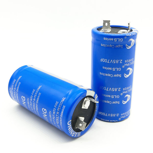 Super Farad Capacitor 2.85V 700F High Frequency Low ESR Flag Feet 2.85V700F Super Capacitor for Car Stereo Speaker