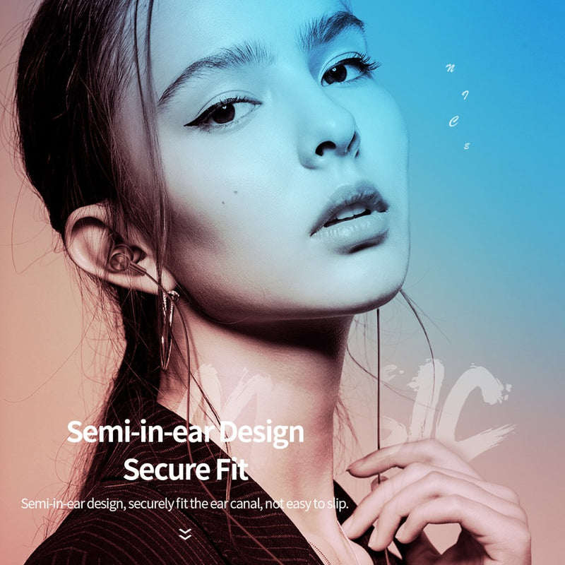 ROCK SPACE ES02 HiFi Stereo Music Earphone 3.5mm Wired Control Aluminum Alloy Headset for PC Cell Phones