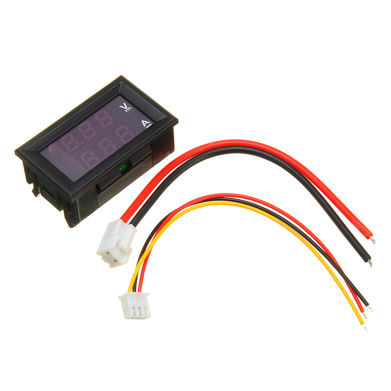 10pcs Mini Digital Voltmeter Ammeter DC 100V 10A Panel Amp Volt Voltage Current Meter Tester 0.56" Red Red Dual LED Display