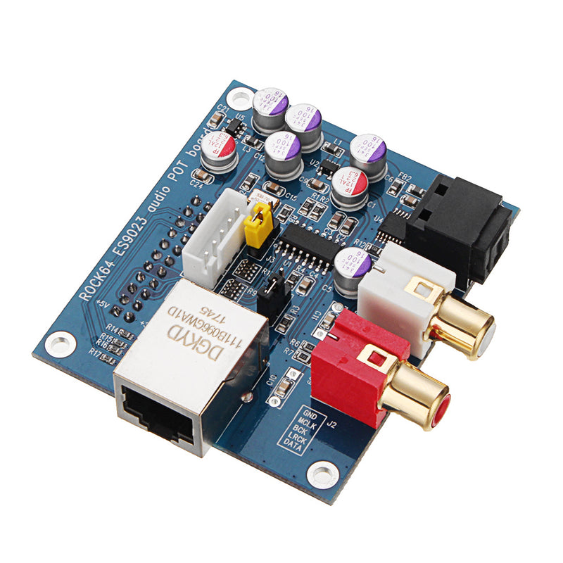 Rock64 Stereo Audio Receiver Module Board For ESS ES9023 Sabre DAC HiFi Sound Quality