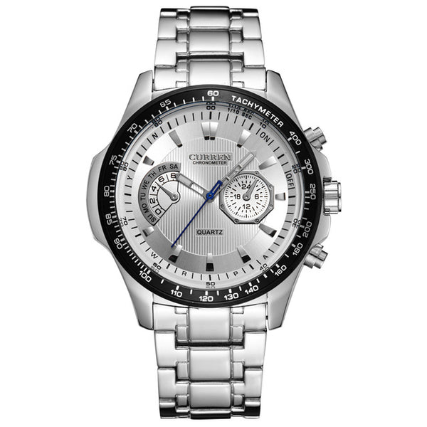 CURREN 8020 Stainless Steel Band Casual Style Quartz Watch 3ATM Waterproof Men Watch