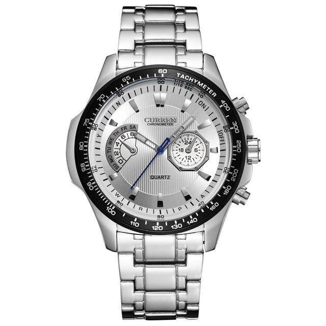 CURREN 8020 Stainless Steel Band Casual Style Quartz Watch 3ATM Waterproof Men Watch