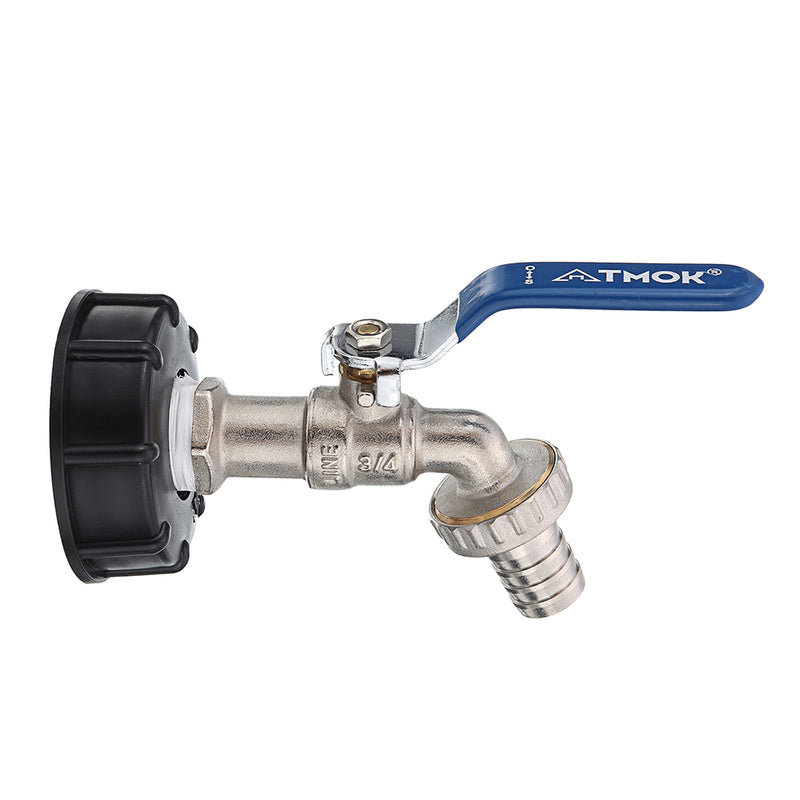 S60x6 IBC Faucet Tank Drain Adapter to Brass Garden Tap with 3/4'' Brass Nozzle Hose Thread Outlet Tap Connector Valve Fitting Parts for Home Garden