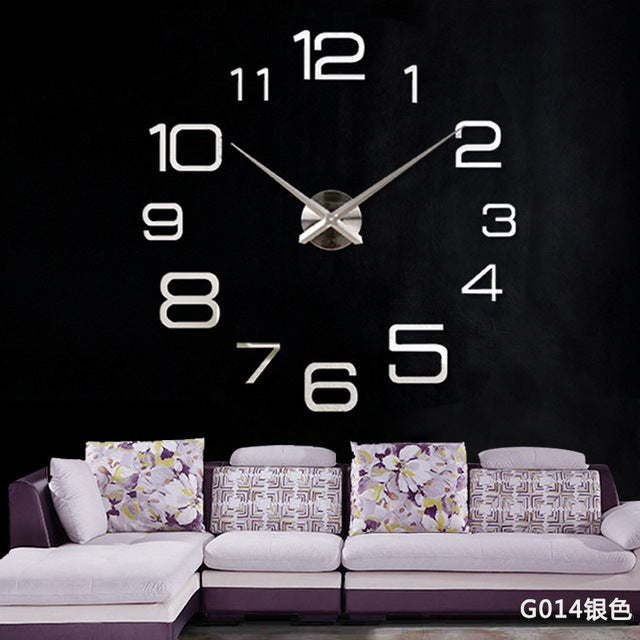 Creative Personality Simple Fashion Wall Clock 3d Acrylic Mirror Wall Stickers Clock Living Room Diy Wall Clock