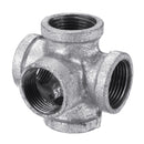 1/2" 3/4" 1" 5 Way Pipe Fitting Malleable Iron Galvanized Outlet Cross Female Tube Connector