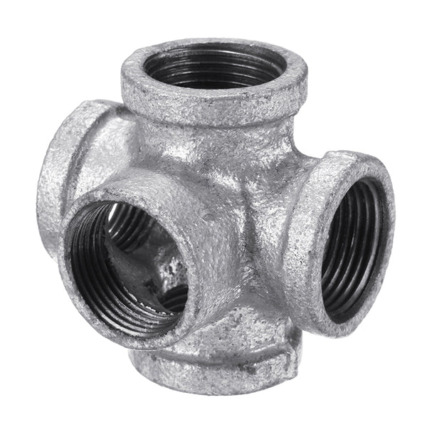 1/2" 3/4" 1" 5 Way Pipe Fitting Malleable Iron Galvanized Outlet Cross Female Tube Connector